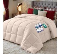 Utopia Bedding Couette 220x240 cm, Couette Chaud 370 GSM, pour lit 2 Personne, Couverture Blanc avec Onglets d'angle (Beige)