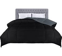 Utopia Bedding Couette légère 230 x 260 cm, Couette 4 Saisons en Microfibre avec Pattes d'angle et garnissage en Fibres Creuses (Gris/Noir)