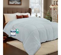 Utopia Bedding Couette légère avec rembourrage en polyester, couette d'été douce matelassée 200 g/m² avec languettes d'angle, surpiqûres carrées, 220 x 240 cm (gris clair)