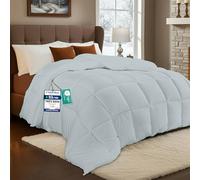 Utopia Bedding Couette légère avec rembourrage en polyester, couette d'été douce matelassée 200 g/m² avec languettes d'angle, surpiqûres carrées, 200 x 200 cm (gris clair)