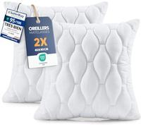 Utopia Bedding Coussins Matelassés 40 x 40 cm Lot de 2, Blanc | Oreillers Matelassés, Confort Doux et Moelleux, Polyvalents, Housse Matelassée Respirante, Conservent Leur Volume