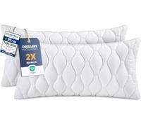 Utopia Bedding Coussins Matelassés 40 x 80 cm Lot de 2, Blanc | Oreillers Matelassés, Confort Doux et Moelleux, Polyvalents, Housse Matelassée Respirante, Conservent Leur Volume