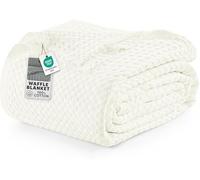 Utopia Bedding Couverture 100 % coton gaufré pour lit King size, légère et respirante, pour l'été, douce et confortable, cadeau pour femme, décoration intérieure, ivoire, 229 x 274 cm