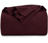 Utopia Bedding Couverture 100% Coton pour Grand lit - 228,6 x 228,6 cm - Couverture Thermique légère, Douce et Respirante pour Toutes Les Saisons - Bordeaux - 350 g/m²