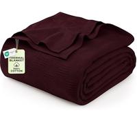 Utopia Bedding Couverture 100% Coton pour Grand lit - 228,6 x 228,6 cm - Couverture Thermique légère, Douce et Respirante pour Toutes Les Saisons - Bordeaux - 350 g/m²