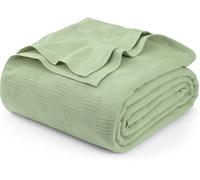 Utopia Bedding Couverture 100% Coton Vert Sauge [Queen Size - 228,6 x 228,6 cm] 350 g/m² - Couverture Thermique légère, Douce et Respirante pour Toutes Les Saisons