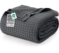Utopia Bedding Couverture gaufrée 100% Coton, 300 g/m², Douce, légère, Respirante, pour Toutes Les Saisons, Gris Anthracite