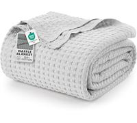 Utopia Bedding Couverture gaufrée en Coton 300 GSM (Argent - 228 x 228 cm), Couette Douce, légère et Respirante pour Toutes Les Saisons