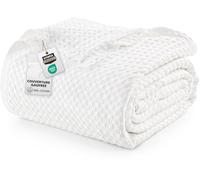 Utopia Bedding Couverture gaufrée en Coton 300 GSM (Blanc - 228 x 228 cm), Couette Douce, légère et Respirante pour Toutes Les Saisons