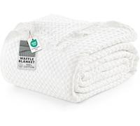 Utopia Bedding Couverture gaufrée en Coton 300 GSM (Blanc - 274 x 228 cm), Couette Douce, légère et Respirante pour Toutes Les Saisons