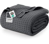 Utopia Bedding Couverture gaufrée en Coton 300 GSM (Gris Anthracite - 228 x 182 cm), Couette Douce, légère et Respirante pour Toutes Les Saisons