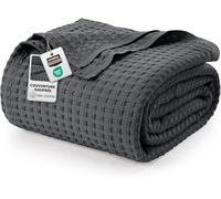Utopia Bedding Couverture gaufrée en Coton 300 GSM (Gris Anthracite - 228 x 228 cm), Couette Douce, légère et Respirante pour Toutes Les Saisons