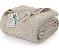 Utopia Bedding Couverture gaufrée en Coton 300 GSM (Kaki - 228 x 182 cm), Couette Douce, légère et Respirante pour Toutes Les Saisons