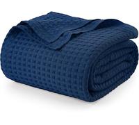 Utopia Bedding Couverture gaufrée en Coton 300 GSM (Marine - 228 x 182 cm), Couette Douce, légère et Respirante pour Toutes Les Saisons