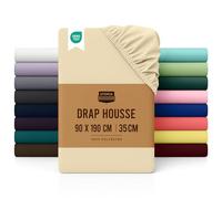 Utopia Bedding Drap Housse - Beige, 90 x 190 cm - Bonnets 35 cm pour Matelas Épais - Polyester Microfibre Brossée