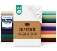 Utopia Bedding Drap Housse - Blanc, 140 x 200 cm - Coupes de 35 cm pour Matelas épais - Polyester Microfibre brossée
