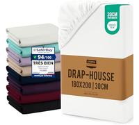 Utopia Bedding Drap Housse - Blanc, 180 x 200 cm - Coupes de 30 cm pour Matelas épais - Certifié Oeko-Tex - Polyester Microfibre brossée