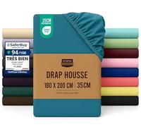 Utopia Bedding Drap Housse - Bleu Denim, 180 x 200 cm - Certifié Oeko-Tex - Bonnets 35 cm pour Matelas Épais - Polyester Microfibre brossée