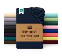 Utopia Bedding Drap Housse - Bleu Marine, 160 x 200 cm - Bonnets 35 cm pour Matelas Épais - Polyester Microfibre Brossée