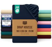 Utopia Bedding Drap Housse - Bleu Marine, 180 x 200 cm - Bonnets 35 cm pour Matelas Épais - Polyester Microfibre Brossée