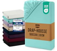 Utopia Bedding Drap Housse - Bleu Spa, 180 x 200 cm | Bonnets 30 cm pour Matelas Épais - Certifié Oeko-Tex - Polyester Microfibre Brossée