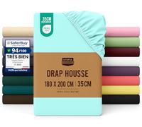 Utopia Bedding Drap Housse - Bleu Spa, 180 x 200 cm - Bonnets 35 cm pour Matelas Épais - Polyester Microfibre Brossée