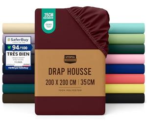 Utopia Bedding Drap Housse - Bourgogne, 200 x 200 cm