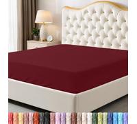 Utopia Bedding Drap-Housse Complet en Microfibre Douce, Poches Profondes, résistant au rétrécissement et à la décoloration, Facile d'entretien, 1 Seul Drap-Housse (Rouge Bordeaux)