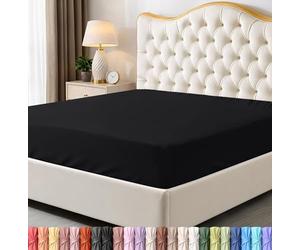 Utopia Bedding Drap-Housse Complet en Microfibre Douce, Poches Profondes, résistant au rétrécissement et à la décoloration, Facile d'entretien, 1 Seul Drap-Housse (Noir)