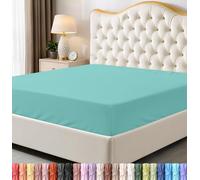 Utopia Bedding Drap-Housse Double en Microfibre Douce, Poches Profondes, résistant au rétrécissement et à la décoloration, Facile d'entretien, 1 Seul Drap-Housse (Bleu Spa)