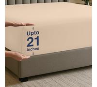 Utopia Bedding Drap-Housse en Microfibre Douce avec Bonnet Extra Profond de 53 cm, résistant au rétrécissement et à la décoloration, Facile d’Entretien, 1 Drap-Housse Seulement, Queen Size, Beige