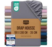 Utopia Bedding Drap Housse - Gris, 100 x 200 cm | Certifié Oeko-Tex - Bonnets 35 cm pour Matelas Épais - Polyester Microfibre brossée
