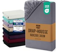Utopia Bedding Drap Housse - Gris, 160 x 200 cm - Coupes de 30 cm pour Matelas épais - Certifié Oeko-Tex - Polyester Microfibre brossée