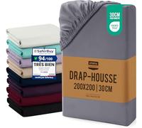 Utopia Bedding Drap Housse - Gris, 200 x 200 cm - Bonnets 30 cm pour Matelas Épais - Certifié Oeko-Tex - Polyester Microfibre Brossée