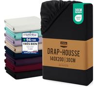 Utopia Bedding Drap Housse - Noire, 140 x 200 cm