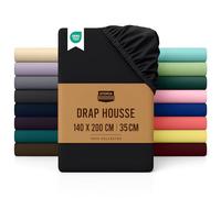 Utopia Bedding Drap Housse - Noire, 140 x 200 cm - Certifié Oeko-Tex - Bonnets 35 cm pour Matelas Épais - Polyester Microfibre Brossée