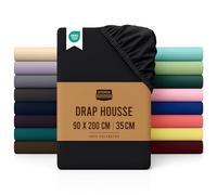 Utopia Bedding Drap Housse - Noire, 90 x 200 cm - Certifié Oeko-Tex - Bonnets 35 cm pour Matelas Épais - Polyester Microfibre Brossée