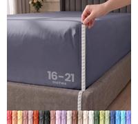 Utopia Bedding Drap-Housse Queen Size en Microfibre Douce, Poches très Profondes, 53,3 cm, résistant au rétrécissement et à la décoloration, Facile d'entretien, 1 Seul Drap-Housse (Gris)