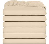 Utopia Bedding Drap-Housse Queen, Lot de 6 draps inférieurs, en Microfibre brossée Douce, Poches Profondes, résistant au rétrécissement et à la décoloration, Facile d'entretien (Beige)