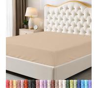 Utopia Bedding Drap-Housse Queen Size en Microfibre Douce, Poches Profondes, résistant au rétrécissement et à la décoloration, Facile d'entretien, 1 Seul Drap-Housse (Beige)