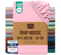 Utopia Bedding Drap Housse - Rose, 140 x 190/200 cm | Certifié Oeko-Tex - Bonnets 35 cm pour Matelas Épais - Polyester Microfibre brossée