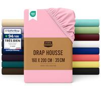 Utopia Bedding Drap Housse - Rose, 160 x 200 cm - Certifié Oeko-Tex - Bonnets 35 cm pour Matelas Épais - Polyester Microfibre Brossée