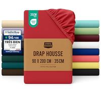 Utopia Bedding Drap Housse - Rouge, 90 x 200 cm - Certifié Oeko-Tex - Bonnets 35 cm pour Matelas Épais - Polyester Microfibre Brossée