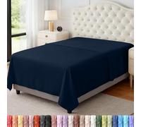 Utopia Bedding Drap Plat - 1 pièce (lit Simple, Bleu Marine) - Tissu en Microfibre brossée Douce - Résistant au rétrécissement et à la décoloration, Facile d'entretien