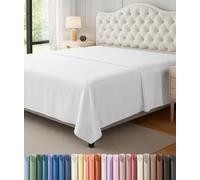 Utopia Bedding Drap Plat en Microfibre veloutée brossée, Respirant, Extra Doux et Confortable, Infroissable, Anti-décoloration, extrêmement Durable de qualité hôtelière (très Grand lit, Blanc) Utopia