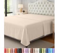 Utopia Bedding Drap Plat (Grand lit, Beige) - Tissu en Microfibre brossée Douce - Résistant au rétrécissement et à la décoloration, Facile d'entretien
