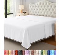 Utopia Bedding Drap Plat - Tissu Doux en Microfibre brossée - Résistant au rétrécissement et à la décoloration - Entretien Facile - 1 Drap Plat (lit Double, Blanc)