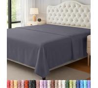 Utopia Bedding Drap Plat - Tissu en Microfibre brossée Douce - Drap de Dessus résistant au rétrécissement et à la décoloration, Facile d'entretien, 1 Seul Drap Plat (Grand lit, Gris)