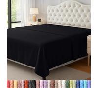 Utopia Bedding Drap Plat - Tissu en Microfibre brossée Douce Facile d'entretien - Résistant aux Plis, au rétrécissement et à la décoloration (Noir, très Grand lit)