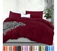 Utopia Bedding - Parure de lit 3 pièces avec Fermeture éclair pour lit Double - 1 Housse de Couette avec 2 Housses de Coussin - en Microfibre brossée Douce - 203 x 228 cm (pour lit Double, Bordeaux)